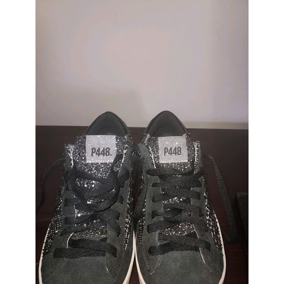 P448 Women's Sneakers EU 39 / US 8 Low Top Tweed Glitter John Shaka Black - Picture 12 of 16
